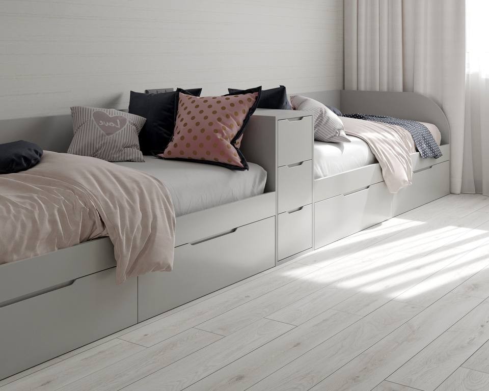 Łóżko na wymiar z zabudową i dopasowanymi szafkami